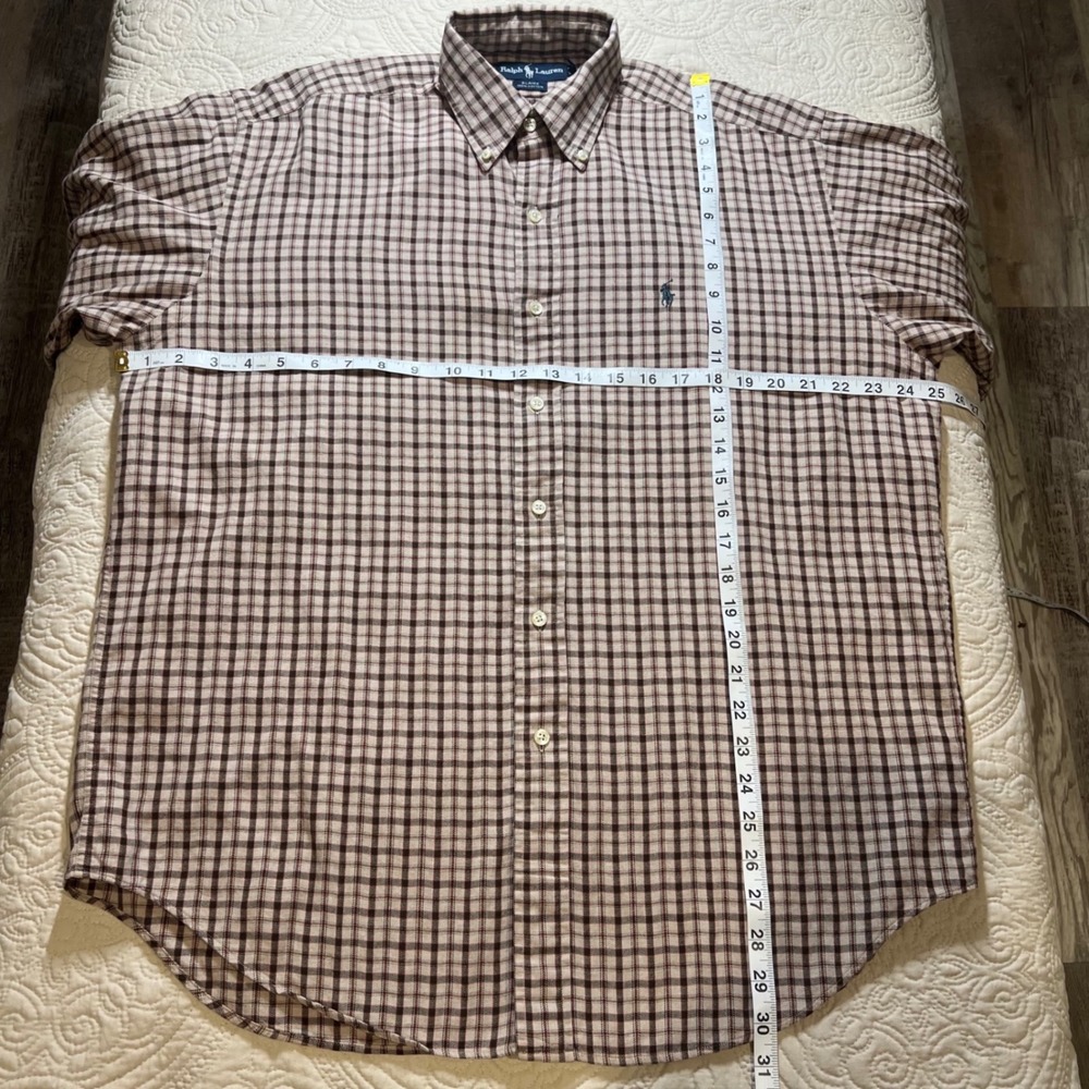 Ralph Lauren Mens Blaire Button Down Shirt Plaid L/S 100% Cotton Size M *FLAW - Picture 7 of 9